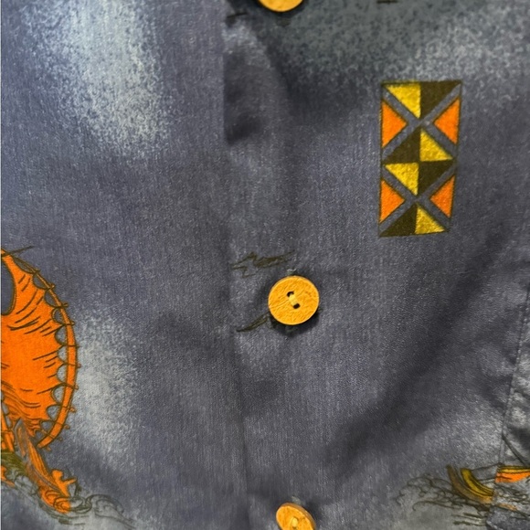 Ten2one Hawaiian Casual Blue and Orange Button Down Shirt size Large - Picture 4 of 6